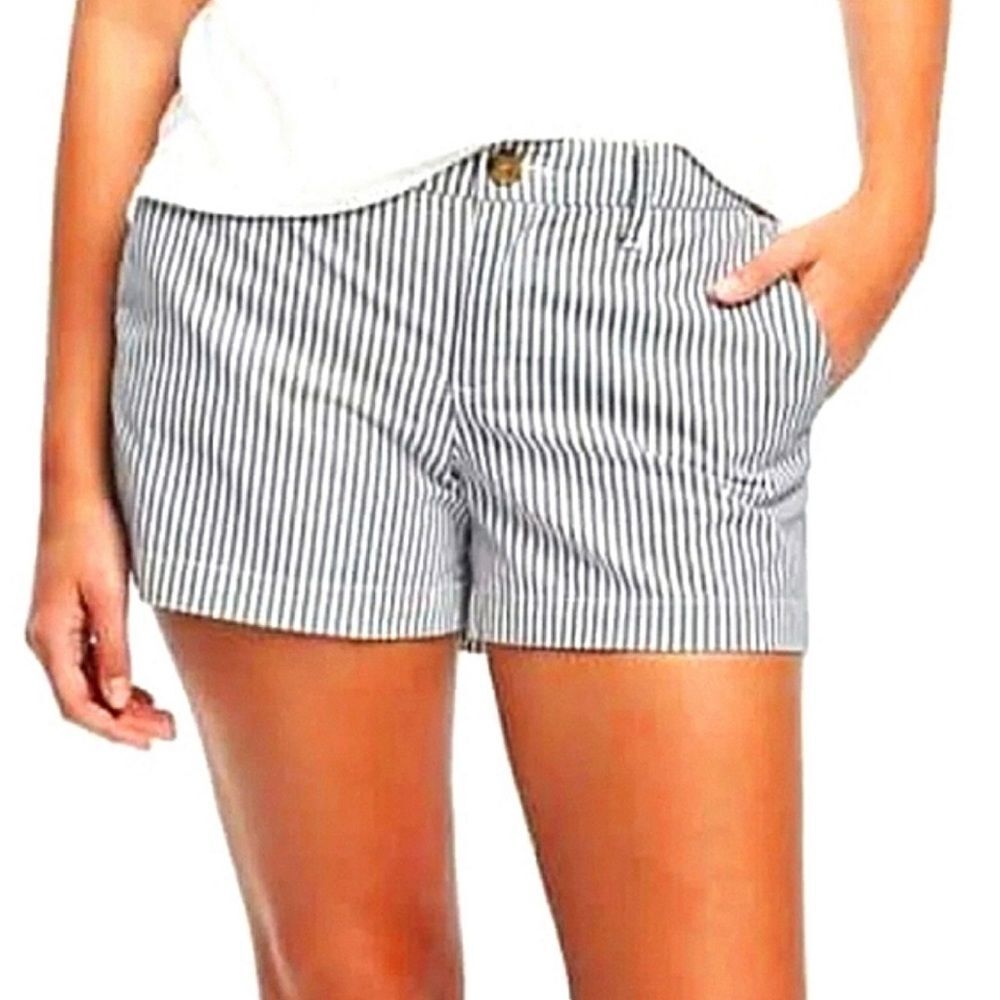 Old Navy grey/white striped button shorts